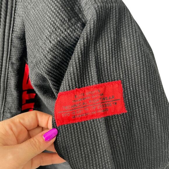 Elite Sports Brazilian Jiu Jitsu BJJ Gi Jacket Black Red Technical Fightwear A2 - Picture 4 of 7